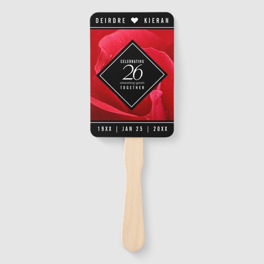 Elegant 26th Roos Wedding Jubileum Celebration Handwaaier (Voorkant)