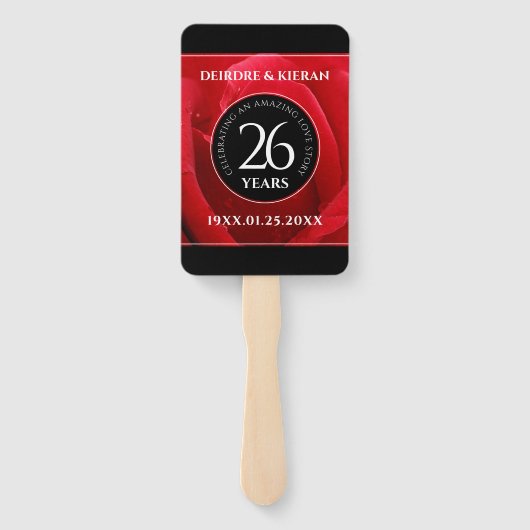 Elegant 26th Roos Wedding Jubileum Celebration Handwaaier (Achterkant)