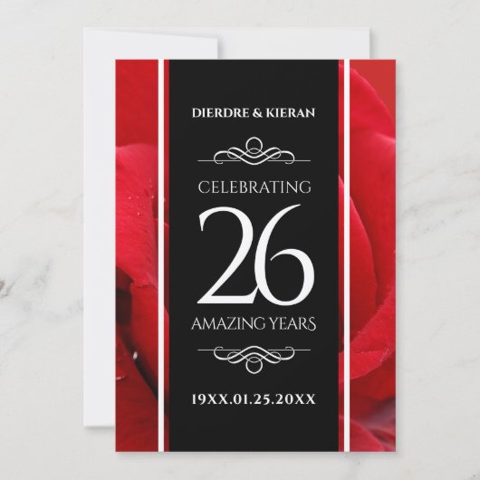 Elegant 26th Roos Wedding Jubileum Celebration Kaart (Voorkant)