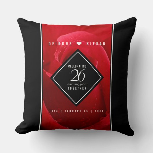 Elegant 26th Roos Wedding Jubileum Celebration Kussen (Voorkant)
