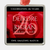 Elegant 26th Roos Wedding Jubileum Celebration Metalen Ornament (Voorkant)