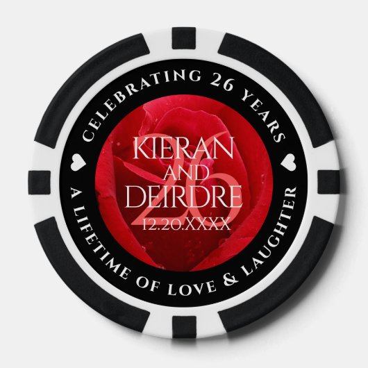 Elegant 26th Roos Wedding Jubileum Celebration Poker Chips (Voorkant)