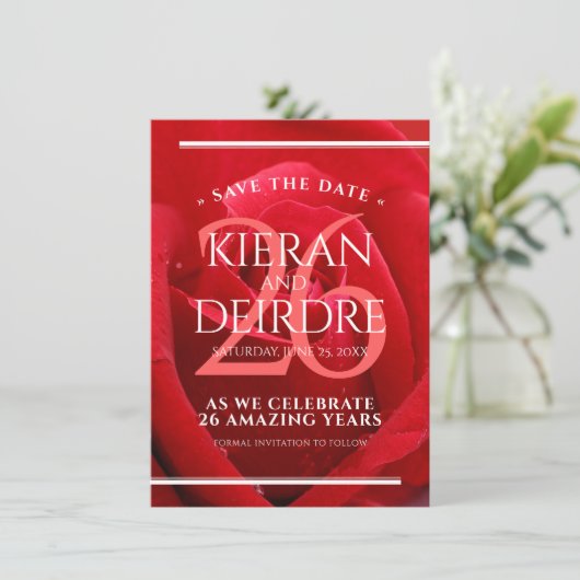 Elegant 26th Roos Wedding Jubileum Celebration Save The Date (Staand voorkant)
