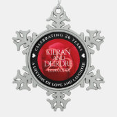 Elegant 26th Roos Wedding Jubileum Celebration Tin Sneeuwvlok Ornament (Voorkant)