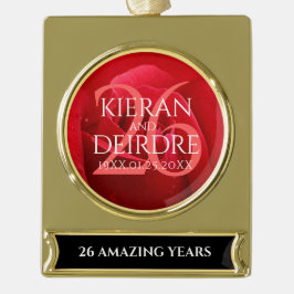 Elegant 26th Roos Wedding Jubileum Celebration Verguld Banner Ornament