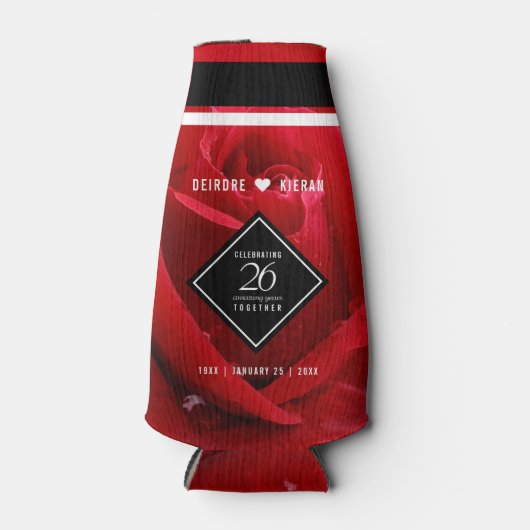 Elegant 26th Rose Wedding Anniversary Flesjeskoeler (Voorkant)