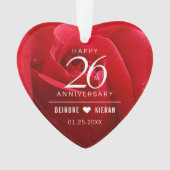 Elegant 26th Rose Wedding Anniversary Ornament (voorkant)