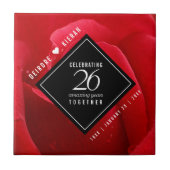 Elegant 26th Rose Wedding Anniversary Tegeltje (Voorkant)