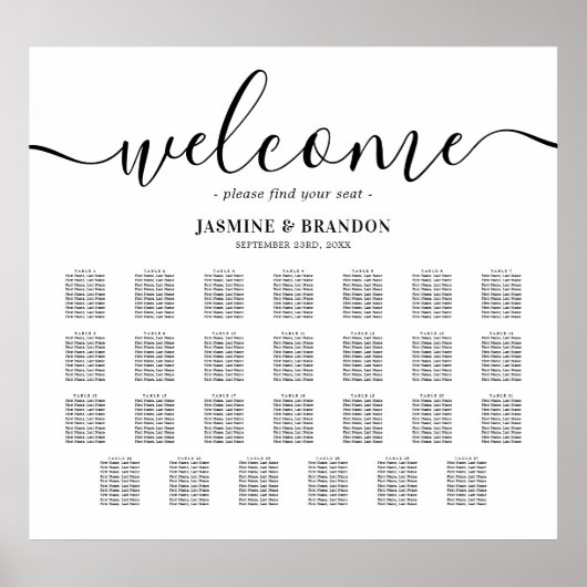 Elegant 27-tabel weddenschapenkaart poster (Voorkant)