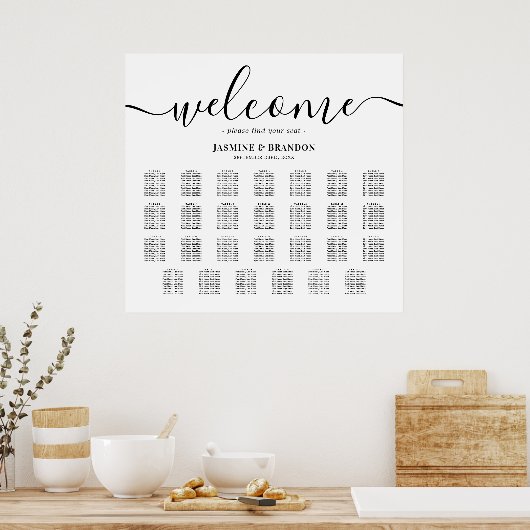 Elegant 27-tabel weddenschapenkaart poster (Keuken)