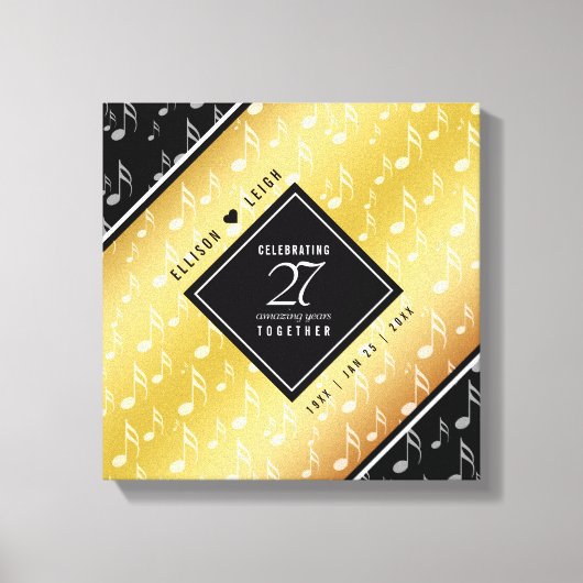 Elegant 27th Music Wedding Jubileum Canvas Afdruk (Voorkant)