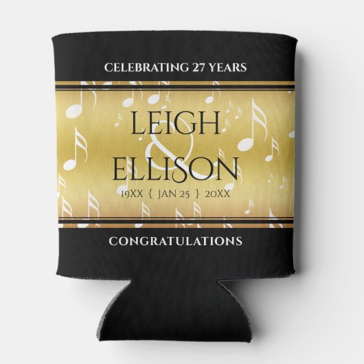 Elegant 27th Music Wedding Jubileum Celebration Blikjeskoeler (Achterkant)