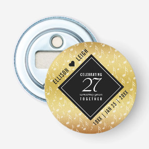 Elegant 27th Music Wedding Jubileum Celebration Button Flesopener