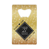 Elegant 27th Music Wedding Jubileum Celebration Creditkaart Flessenopener (Voorkant)