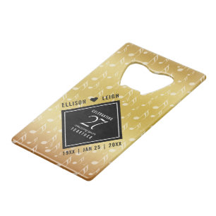 Elegant 27th Music Wedding Jubileum Celebration Creditkaart Flessenopener