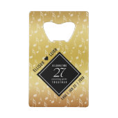 Elegant 27th Music Wedding Jubileum Celebration Creditkaart Flessenopener (Achterkant)