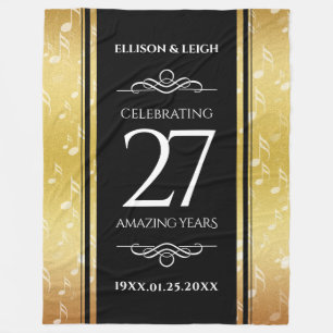 Elegant 27th Music Wedding Jubileum Celebration Fleece Deken