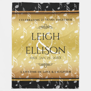 Elegant 27th Music Wedding Jubileum Celebration Fleece Deken
