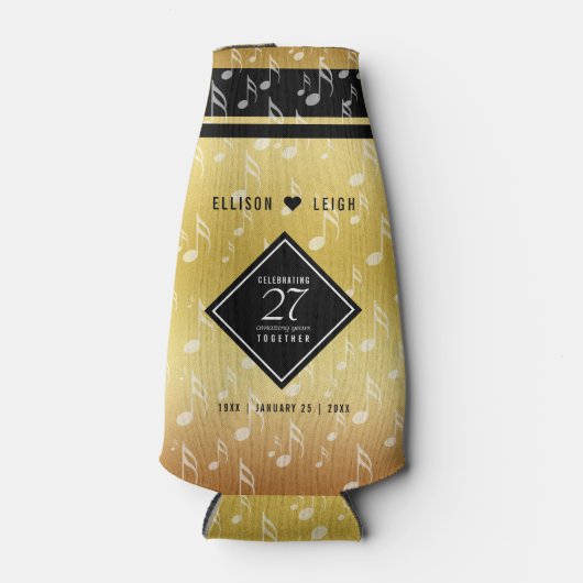 Elegant 27th Music Wedding Jubileum Celebration Flesjeskoeler (Voorkant)