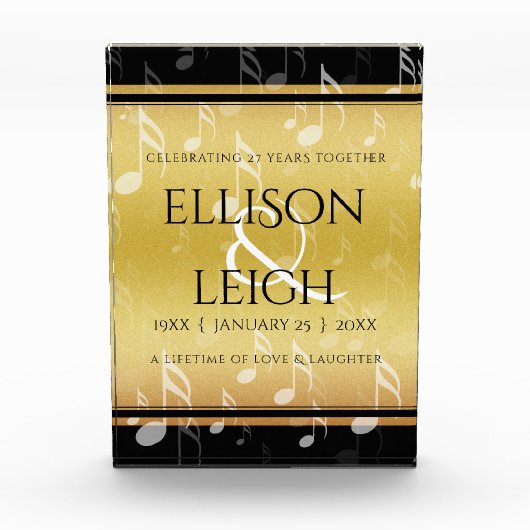 Elegant 27th Music Wedding Jubileum Celebration Fotoblokken (Voorkant)