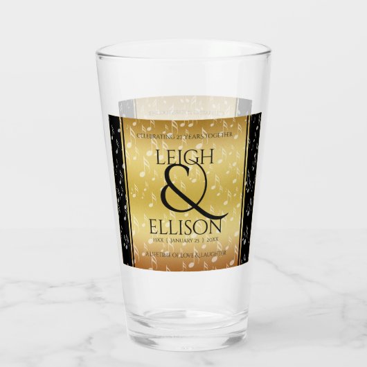 Elegant 27th Music Wedding Jubileum Celebration Glas (Achterkant)