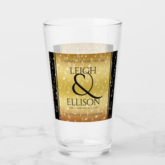 Elegant 27th Music Wedding Jubileum Celebration Glas (Voorkant)