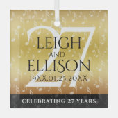 Elegant 27th Music Wedding Jubileum Celebration Glas Ornament (Voorkant)