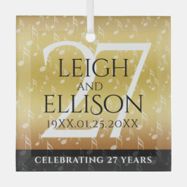 Elegant 27th Music Wedding Jubileum Celebration Glas Ornament