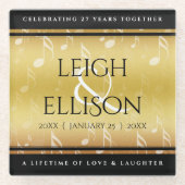 Elegant 27th Music Wedding Jubileum Celebration Glazen Onderzetter (Voorkant)