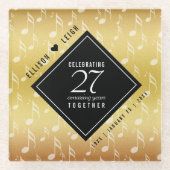 Elegant 27th Music Wedding Jubileum Celebration Glazen Onderzetter (Voorkant)