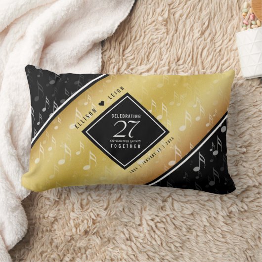 Elegant 27th Music Wedding Jubileum Celebration Kussen (Deken)