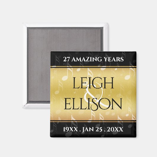 Elegant 27th Music Wedding Jubileum Celebration Magneet (Voorkant / Achterkant)