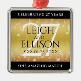 Elegant 27th Music Wedding Jubileum Celebration Metalen Ornament