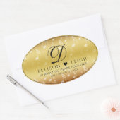 Elegant 27th Music Wedding Jubileum Celebration Ovale Sticker (Envelop)