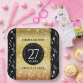 Elegant 27th Music Wedding Jubileum Celebration Papieren Bordje (Feest)