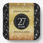 Elegant 27th Music Wedding Jubileum Celebration Papieren Bordje (Voorkant)