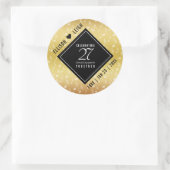 Elegant 27th Music Wedding Jubileum Celebration Ronde Sticker (Tas)