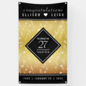 Elegant 27th Music Wedding Jubileum Celebration Spandoek (Verticaal)