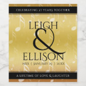 Elegant 27th Music Wedding Jubileum Celebration Wijn Etiket (Enkel label)
