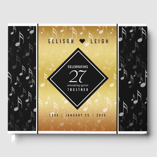 Elegant 27th Music Wedding Jubileum Gastenboek (Voorkant)