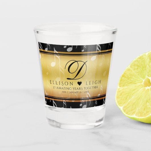 Elegant 27th Music Wedding Jubileum Shot Glas (Voorkant)