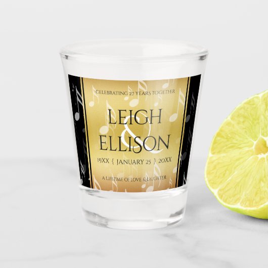 Elegant 27th Music Wedding Jubileum Shot Glas (Voorkant)