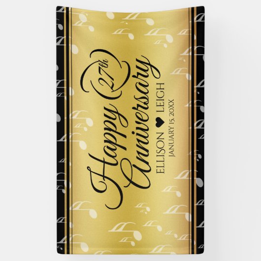 Elegant 27th Music Wedding Jubileum Spandoek (Verticaal)