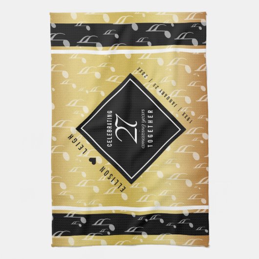 Elegant 27th Music Wedding Jubileum Theedoek (Verticaal)