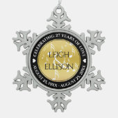 Elegant 27th Music Wedding Jubileum Tin Sneeuwvlok Ornament (Voorkant)
