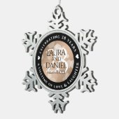 Elegant 28th Linen Wedding Anniversary Celebration Tin Sneeuwvlok Ornament (Rechts)