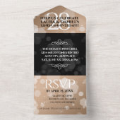 Elegant 28th Linen Wedding Jubileum Celebration All In One Uitnodiging (Binnen)