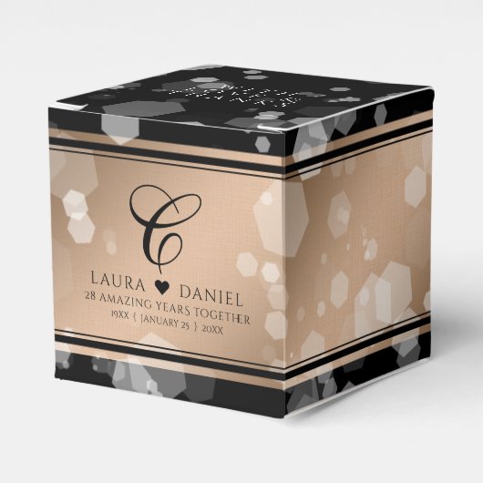 Elegant 28th Linen Wedding Jubileum Celebration Bedankdoosjes (Voorkant Zijde)