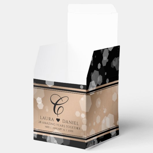 Elegant 28th Linen Wedding Jubileum Celebration Bedankdoosjes (Geopend)