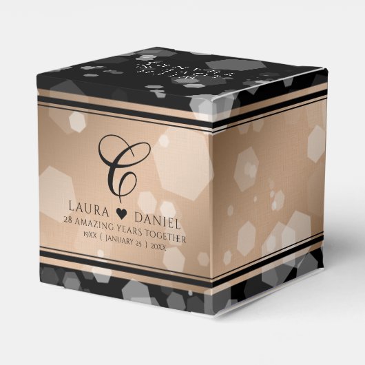 Elegant 28th Linen Wedding Jubileum Celebration Bedankdoosjes (Achterkant)